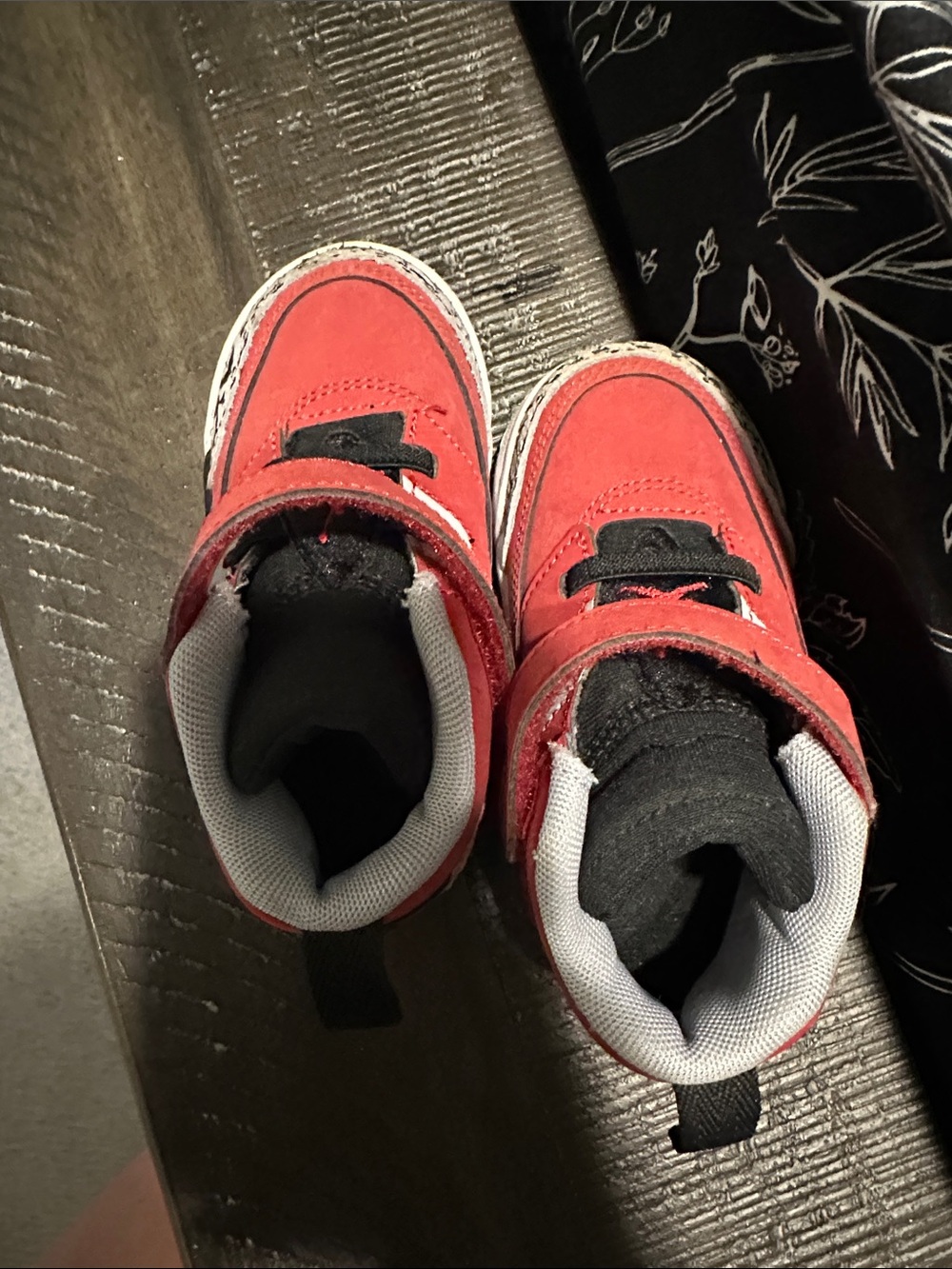 Jordan Kids Red and Black Velcro High-Top Sneakers